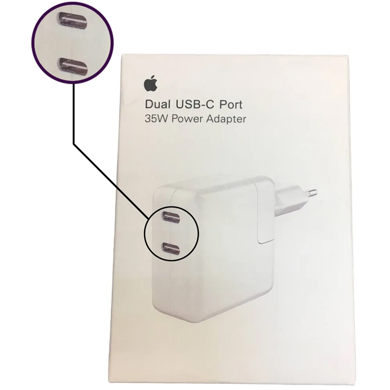 آداپتور شارژر 35 واتی اپل با پورت دوگانه USB-C